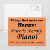 Carte Postale Piano Me Rend Heureux (Devant / Derrière)