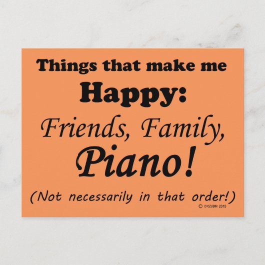 Carte Postale Piano Me Rend Heureux (Devant)