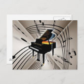 Carte Postale Piano Notes et personnel (Devant / Derrière)