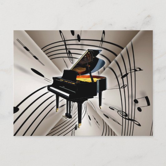 Carte Postale Piano Notes et personnel (Devant)