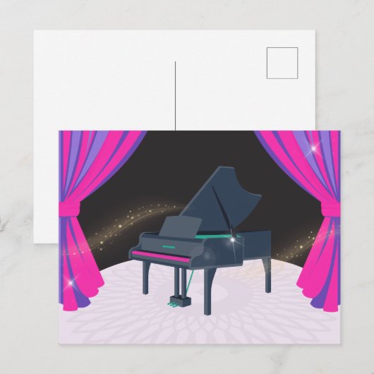 Carte Postale Piano rose violet (Devant / Derrière)