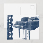 Carte postale Piano - Vintage Retro Marine Bleu Bl (Devant / Derrière)