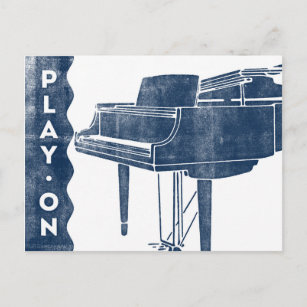 Carte postale Piano - Vintage Retro Marine Bleu Bl