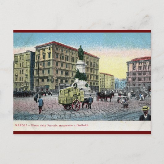 Carte Postale Piazza della Ferrovia, Naples, Italie (Devant)