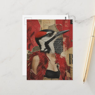 Carte Postale Pic épeiche ridicule dans une robe noire, art mult
