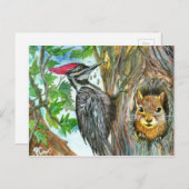 Carte Postale Pic Et Écureuil (Devant / Derrière)