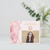 Carte Postale Pic Rose Gold Agate Bat mitzvah Photo Party (Debout devant)