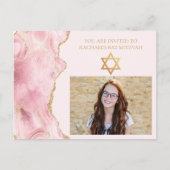 Carte Postale Pic Rose Gold Agate Bat mitzvah Photo Party (Devant)