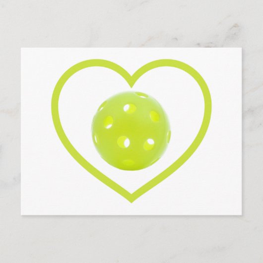 Carte Postale pickleball amour boule de cornichon jaune (Devant)