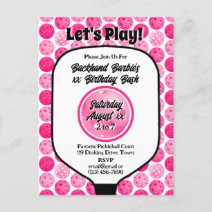 Carte Postale Pickleball Anniversaire fête rose blanc photo