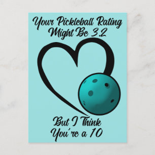 Carte Postale Pickleball Classement Valentine Heart Blue Pickleb