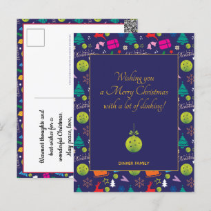 Carte Postale Pickleball 🎄 Joyeux Noël, texte personnalisé