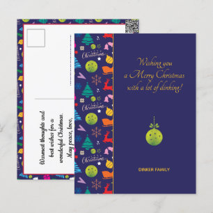 Carte Postale Pickleball 🎄 Joyeux Noël, texte personnalisé Post