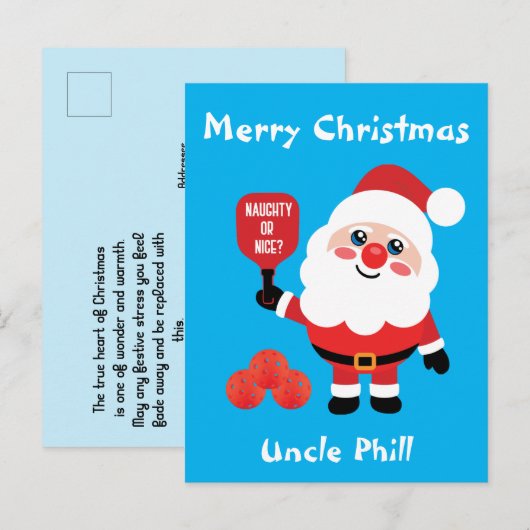 Carte postale Pickleball 🎅 Père Noël (Devant / Derrière)
