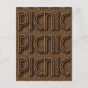 Carte Postale Picnic Funny Wicker Style Typographie Brown
