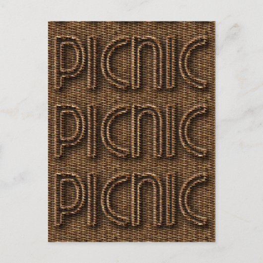 Carte Postale Picnic Funny Wicker Style Typographie Brown (Devant)