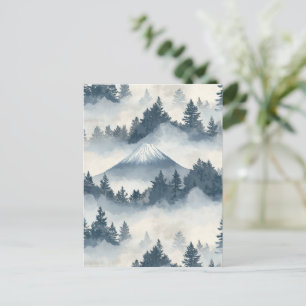 Carte Postale Pics de montagnes enneigées douces - Bleu Blanc