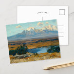 Carte Postale Pics espagnols, CO | Charles Partridge Adams<br><div class="desc">Spanish Peaks, Colorado (1911) de Charles Partridge Adams capture la beauté majestueuse de la nature sauvage du Colorado. Le tableau présente l'emblématique jumeau Spanish Peaks, leurs formes robustes éclairées par la lumière chaude du soleil. Au premier plan, des collines ondoyantes et un feuillage dense, qui se transforment en une vue...</div>