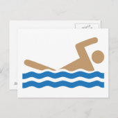 Carte Postale Pictogramme d'icône de natation en couleur (Devant / Derrière)