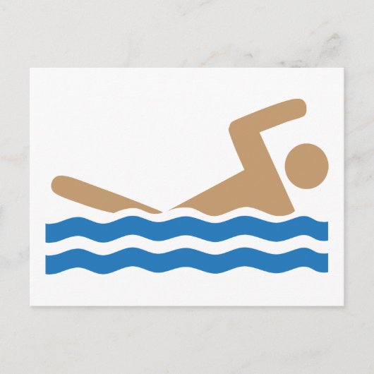 Carte Postale Pictogramme d'icône de natation en couleur (Devant)