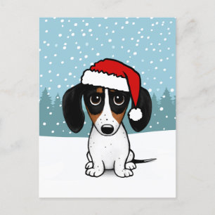 Carte Postale Piebald Dachshund Holiday mignon Wiener Chien pers
