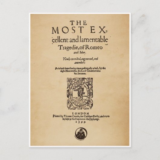 Carte Postale Pièce avant du Quarto Roméo et Juliette (1599) (Devant)