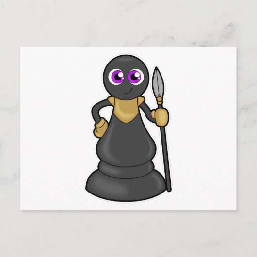 Carte Postale Pièce d'échecs Pion à l'échec avec Spear (Devant)