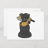 Carte Postale Pièce d'échecs Tour aux échecs avec hache (Devant / Derrière)