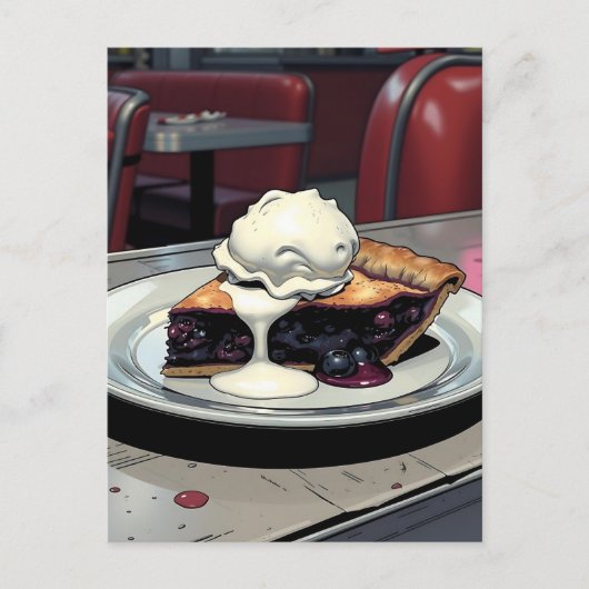 Carte Postale Piece of Blueberry Pie and Vanilla Ice Cream   (Devant)