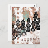 Carte postale Pièces d'échecs (Devant / Derrière)