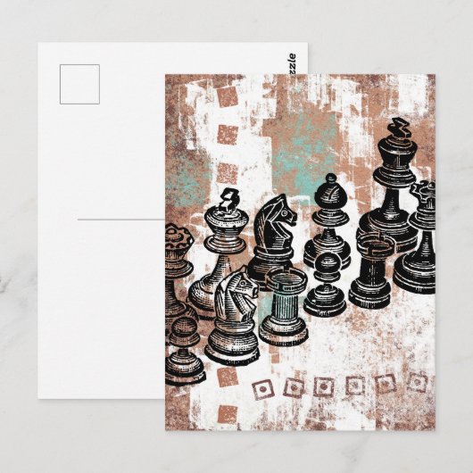 Carte postale Pièces d'échecs (Devant / Derrière)