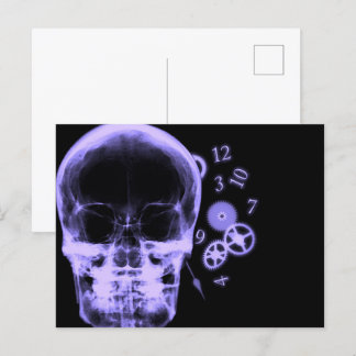 Carte Postale Pièces d'horloge et de crâne à rayons X - violet