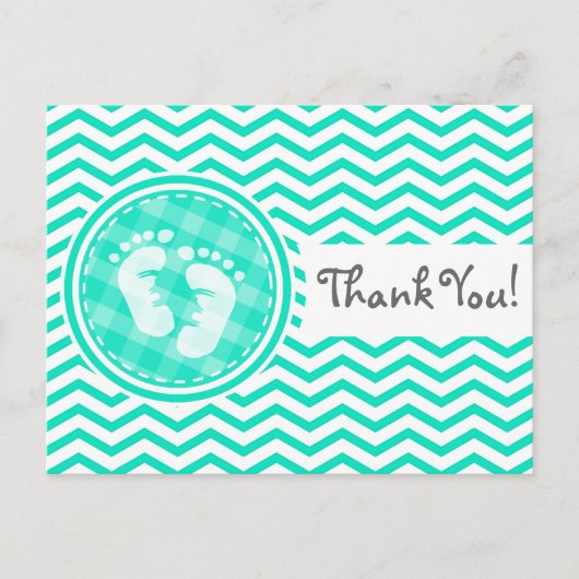 Carte Postale Pieds bébé; Aqua Green Chevron (Devant)