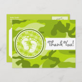 Carte Postale Pieds bébé; camo vert vif, camouflage (Devant / Derrière)