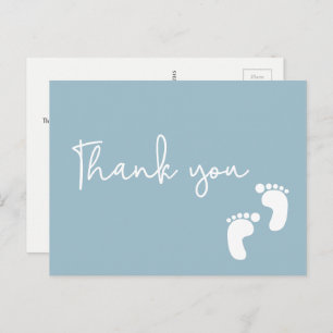 Carte Postale Pieds bébé Dusty bleu minimal baby shower moderne