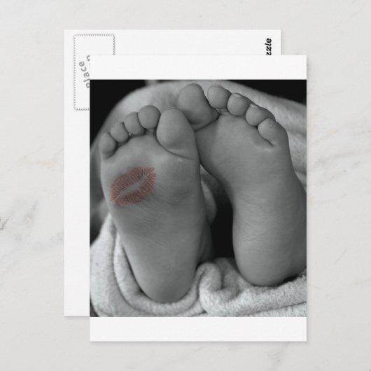 Carte Postale Pieds bébé et baiser (Devant / Derrière)