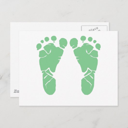 Carte Postale Pieds bébé verts (Devant / Derrière)