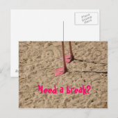 Carte Postale pieds dans le sable, Besoin d'une pause ? (Devant / Derrière)