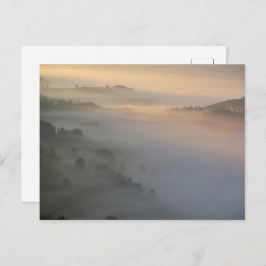 Carte Postale Pieniny soleil levant brouillard (Devant / Derrière)