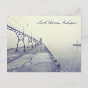 Carte Postale Pier couvert de brouillard South Haven Michigan Li