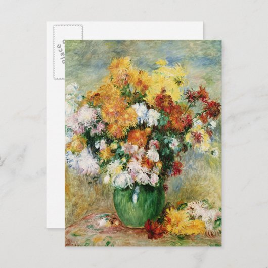 Carte Postale Pierre A Renoir | Bouquet de chrysanthèmes (Devant / Derrière)
