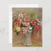 Carte Postale Pierre A Renoir | Roses dans un vase Sevres (Devant / Derrière)