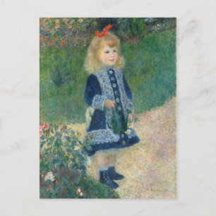 Carte Postale Pierre A Renoir Une fille avec une canne d'arros