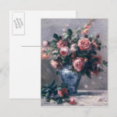 Carte Postale Pierre A Renoir | Vase de Roses (Devant / Derrière)