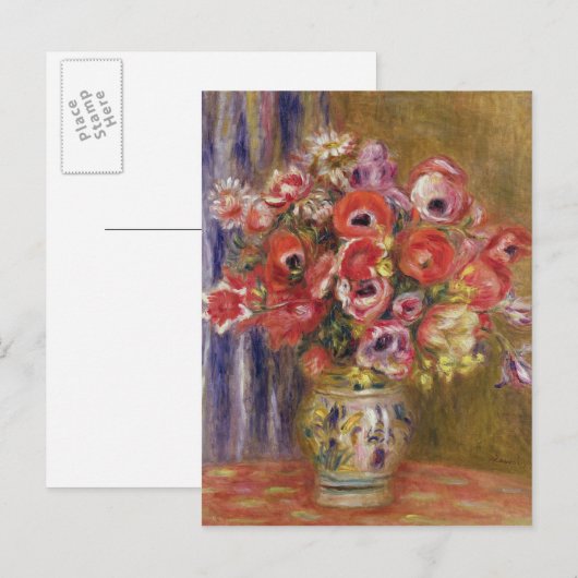 Carte Postale Pierre A Renoir | Vase de tulipes et d'anémones (Devant / Derrière)