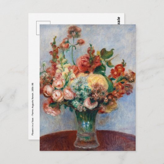 Carte Postale Pierre-Auguste Renoir - Fleurs dans un Vase (Devant / Derrière)