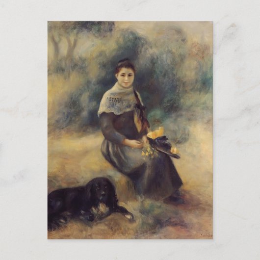 Carte Postale Pierre-Auguste Renoir- Jeune fille avec un chien (Devant)