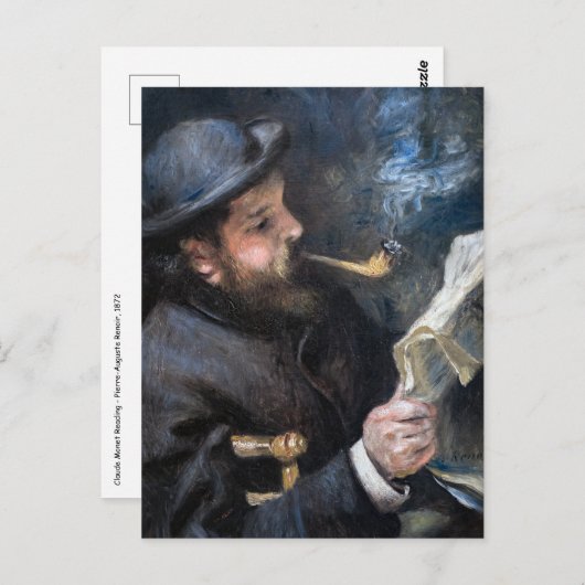 Carte Postale Pierre-Auguste Renoir - Lecture Claude Monet (Devant / Derrière)