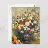 Carte Postale Pierre-Auguste Renoir- Vase de Chrysanthèmes (Devant / Derrière)