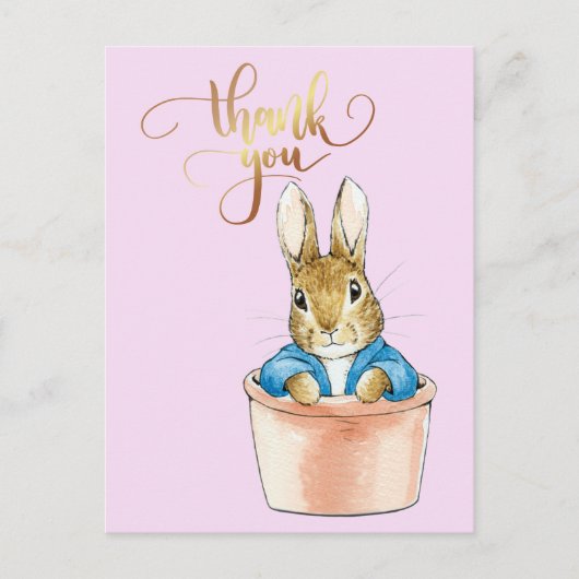 Carte Postale Pierre le lapin assis dans un pot  (Devant)